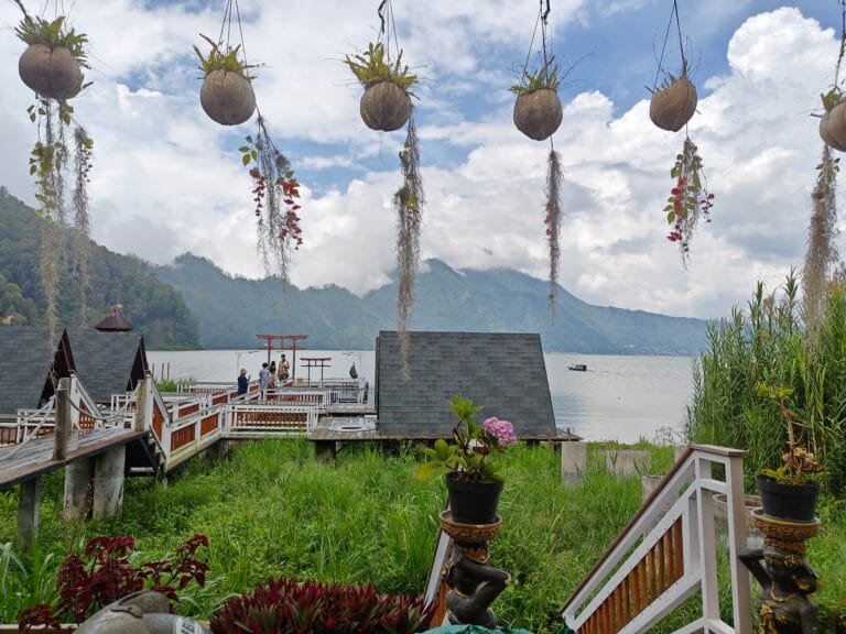 Mount Batur sunrise view with Lake Batur in Kintamani.